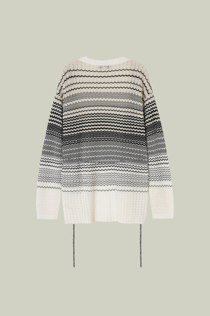 Gradient wave-knit cardigan