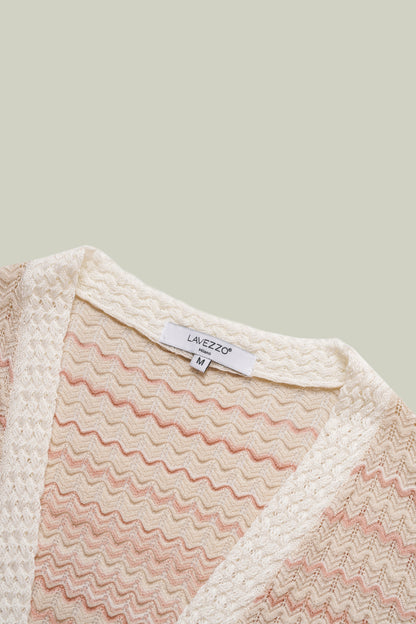 Gradient wave-knit cardigan