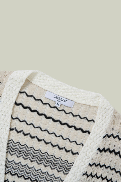 Gradient wave-knit cardigan