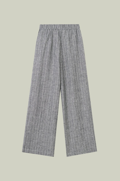Pantalone in lino rigato