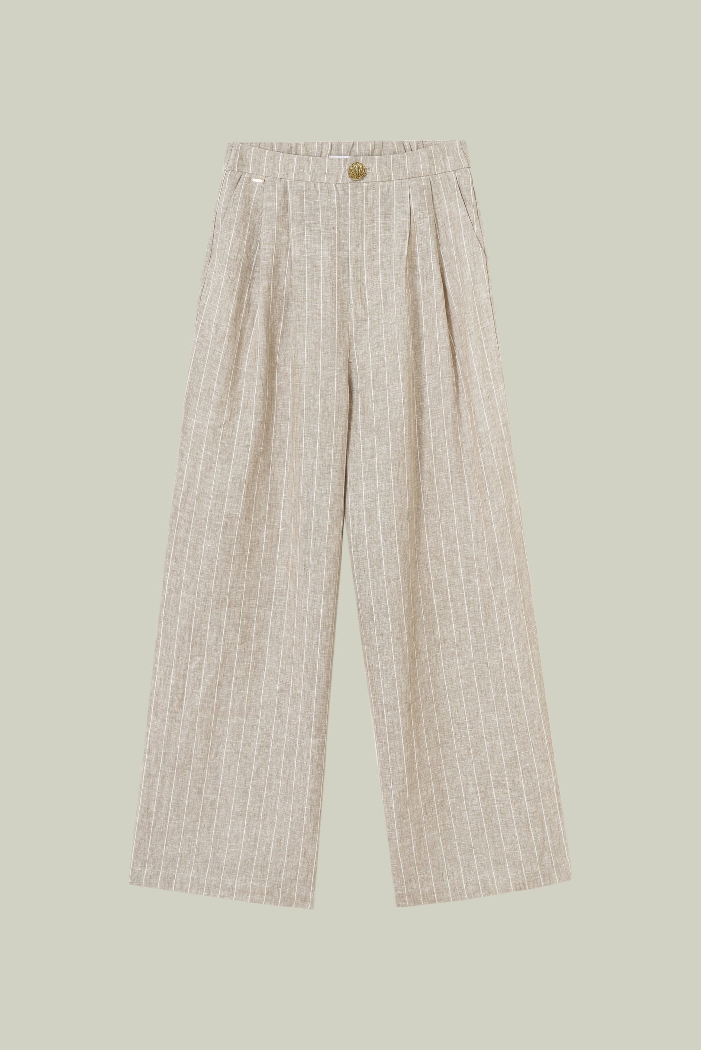 Pantalone in lino rigato