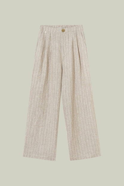 Pantalone in lino rigato
