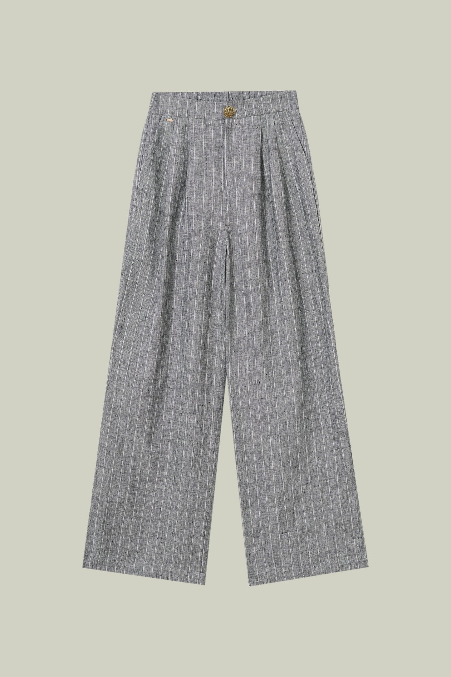 Pantalone in lino rigato