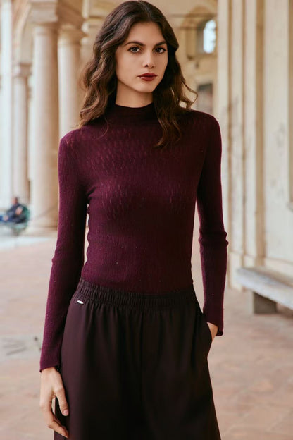  Starry texture wool Blend mock neck