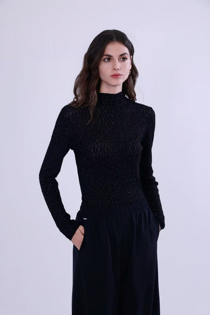  Starry texture wool Blend mock neck
