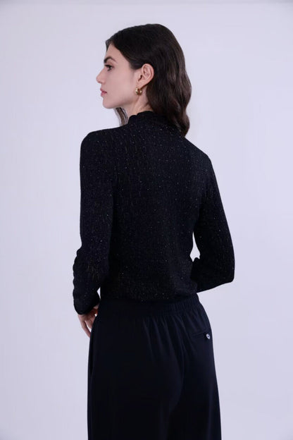  Starry texture wool Blend mock neck