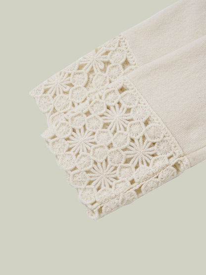 Maglia 100% lana con dettagli uncinetto