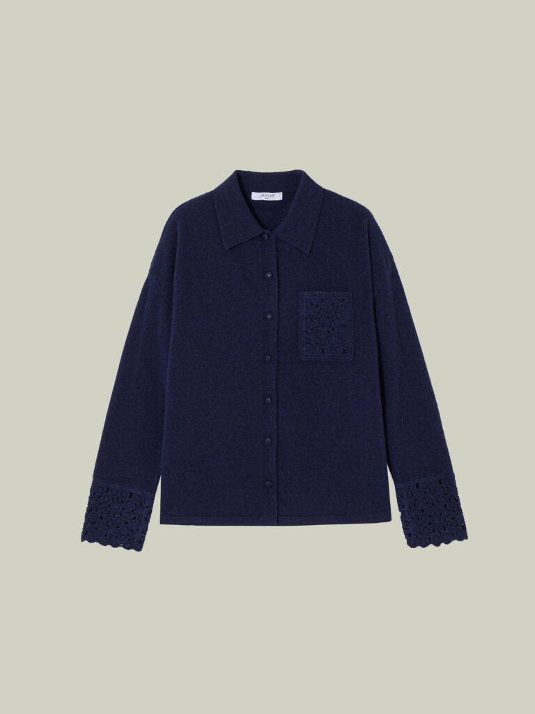 Maglia 100% lana con dettagli uncinetto