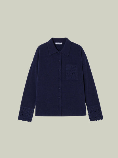 Maglia 100% lana con dettagli uncinetto
