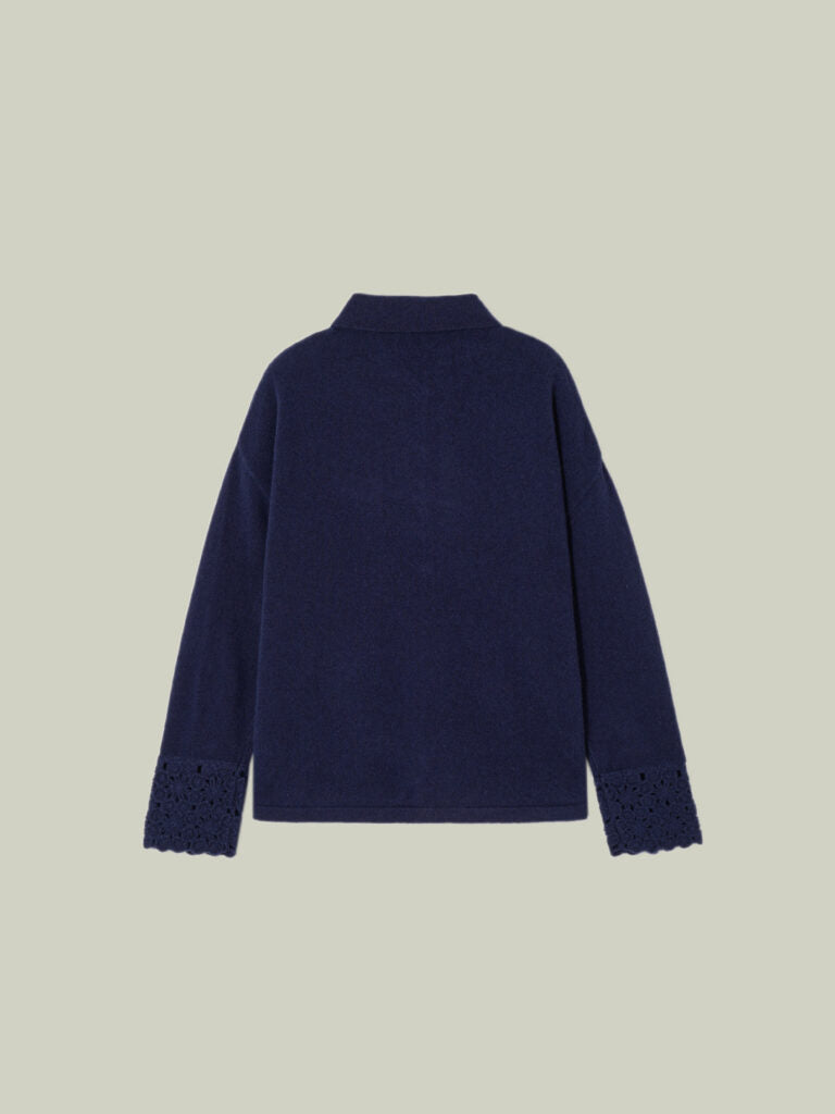 Maglia 100% lana con dettagli uncinetto
