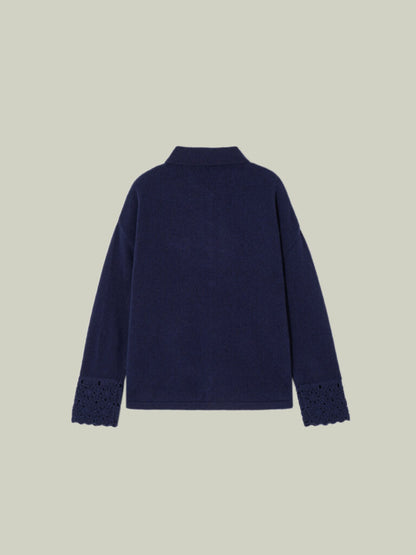 Maglia 100% lana con dettagli uncinetto