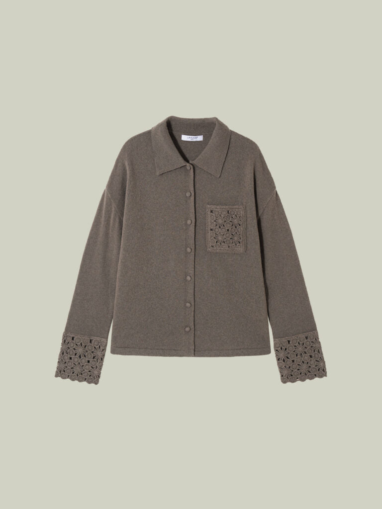 Maglia 100% lana con dettagli uncinetto
