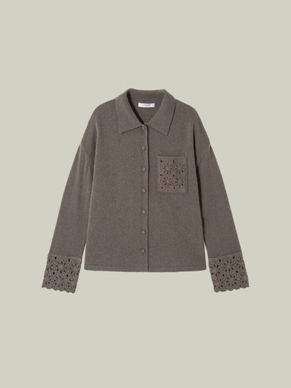 Maglia 100% lana con dettagli uncinetto