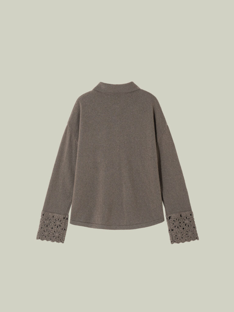Maglia 100% lana con dettagli uncinetto