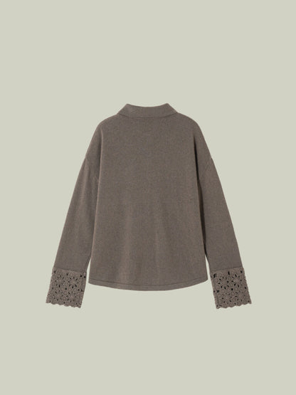 Maglia 100% lana con dettagli uncinetto