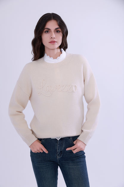  Yak wool embroidered logo sweater