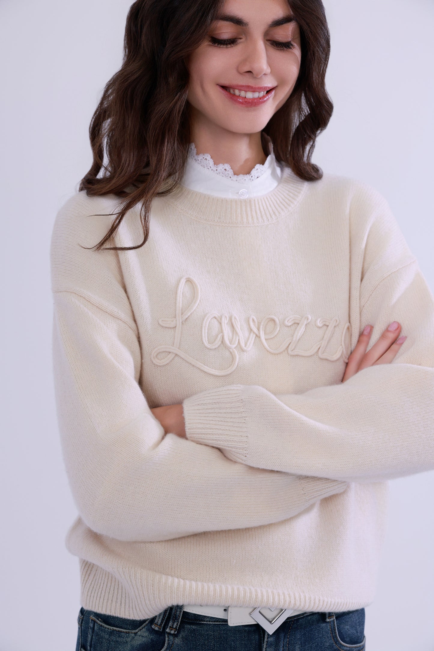  Yak wool embroidered logo sweater