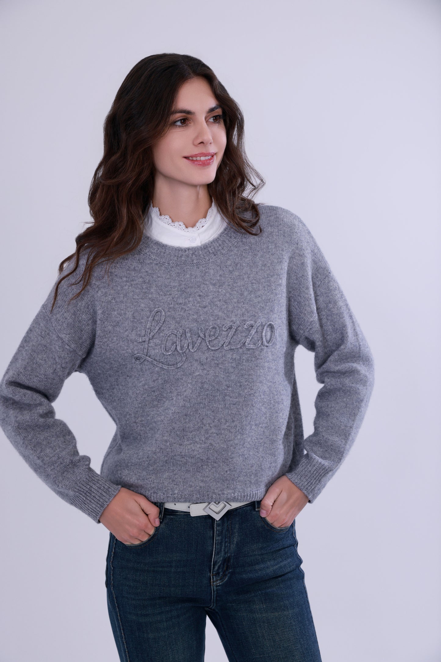  Yak wool embroidered logo sweater