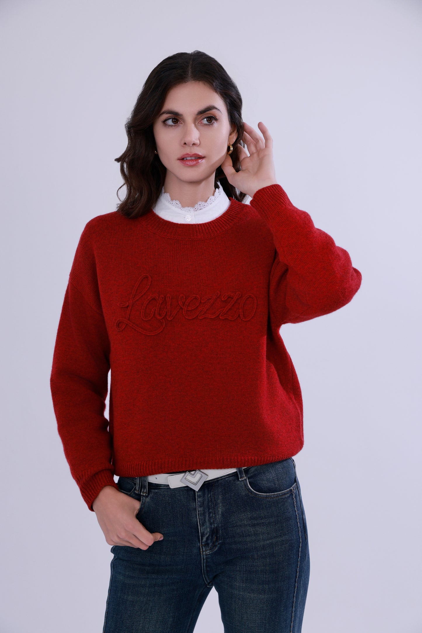  Yak wool embroidered logo sweater