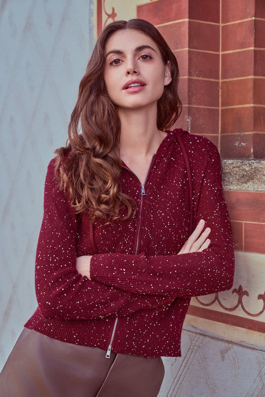 Wool sweater with zip