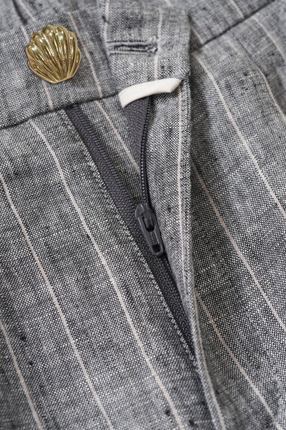 Pantalone in lino rigato