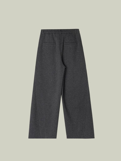 Wool blend curved pants