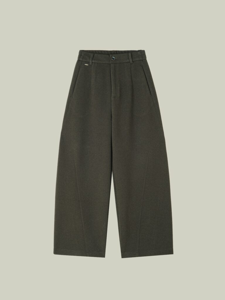 Wool blend curved pants