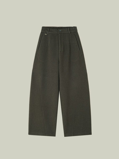 Wool blend curved pants