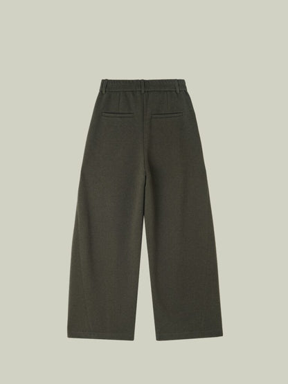 Wool blend curved pants