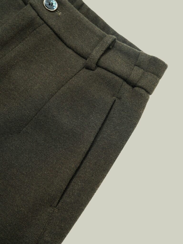 Wool blend curved pants