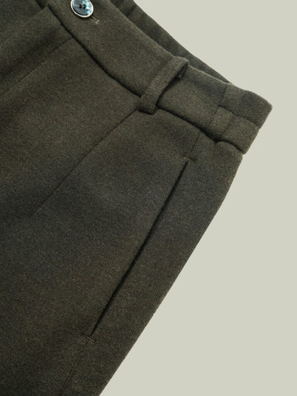 Wool blend curved pants