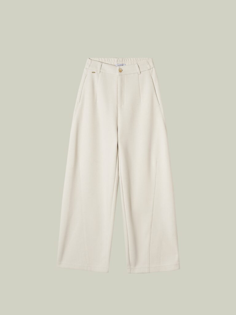 Wool blend curved pants