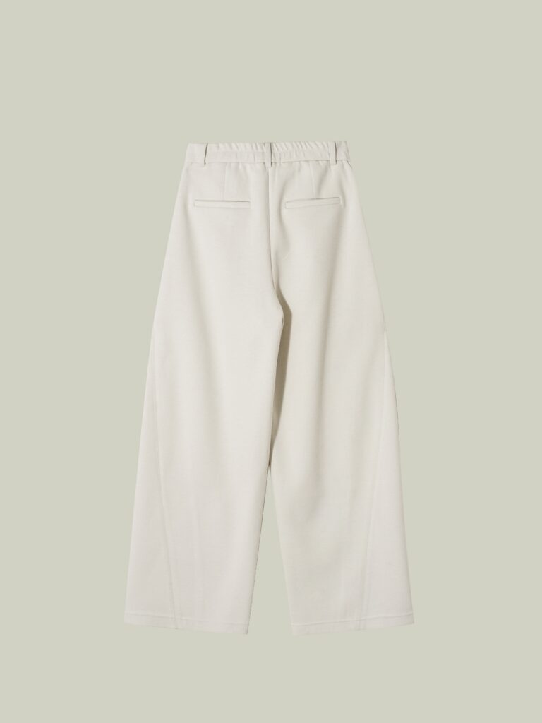 Wool blend curved pants