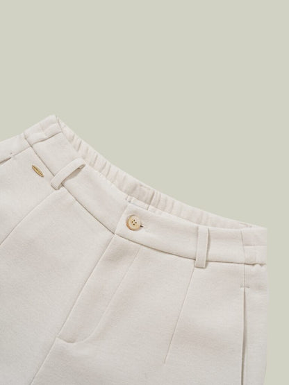 Wool blend curved pants