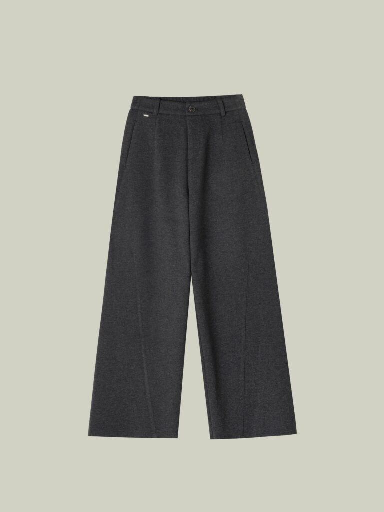 Wool blend curved pants