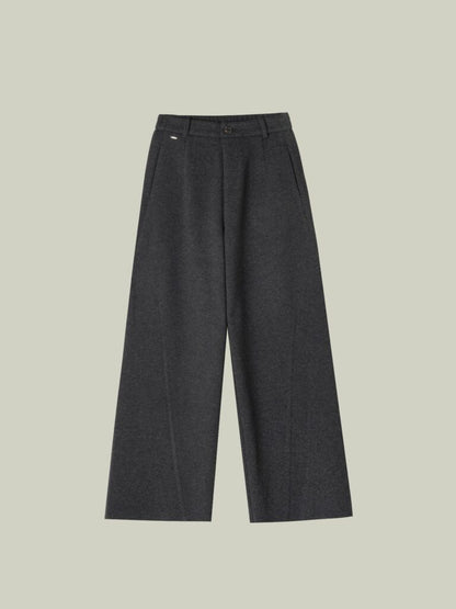 Wool blend curved pants
