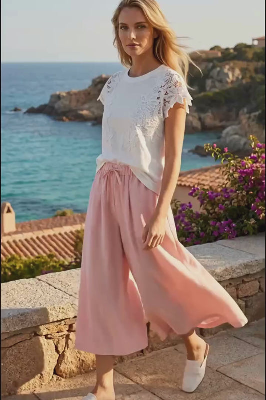 100% Lino · Pantaloni Gonna Capri