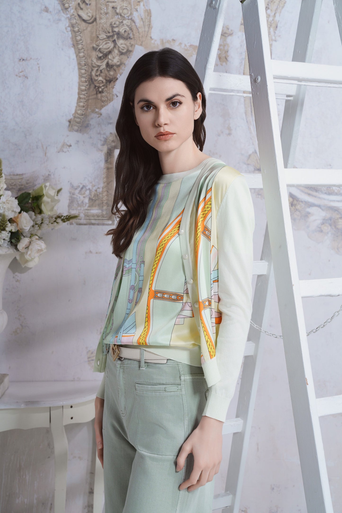 Cardigan in seta stampata