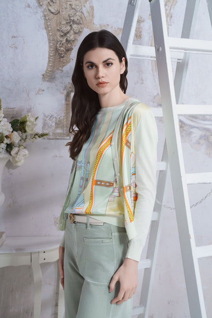 Cardigan in seta stampata